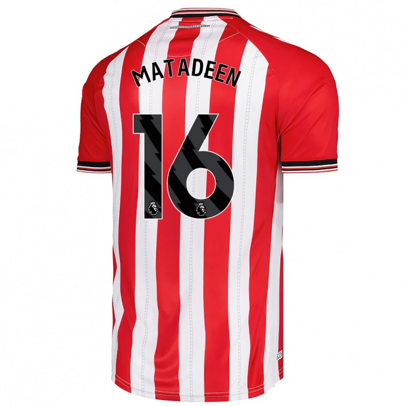 Danxen Niño Camiseta Jay Matadeen #16 Rojo Blanco 1ª Equipación 2025/26 La Camisa