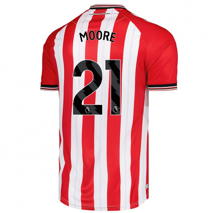 Danxen Niño Camiseta Simon Moore #21 Rojo Blanco 1ª Equipación 2025/26 La Camisa