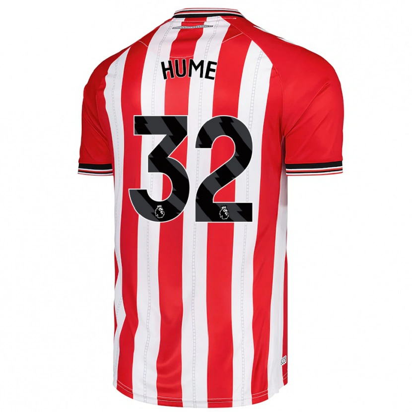 Danxen Niño Camiseta Trai Hume #32 Rojo Blanco 1ª Equipación 2025/26 La Camisa
