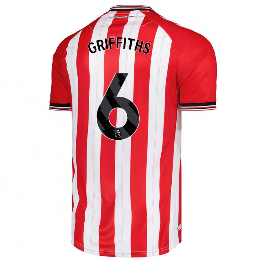 Danxen Niño Camiseta Louise Griffiths #6 Rojo Blanco 1ª Equipación 2025/26 La Camisa