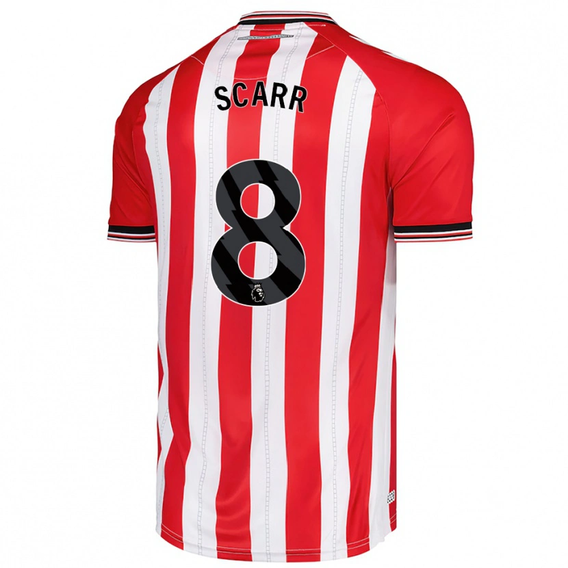 Danxen Niño Camiseta Emily Scarr #8 Rojo Blanco 1ª Equipación 2025/26 La Camisa