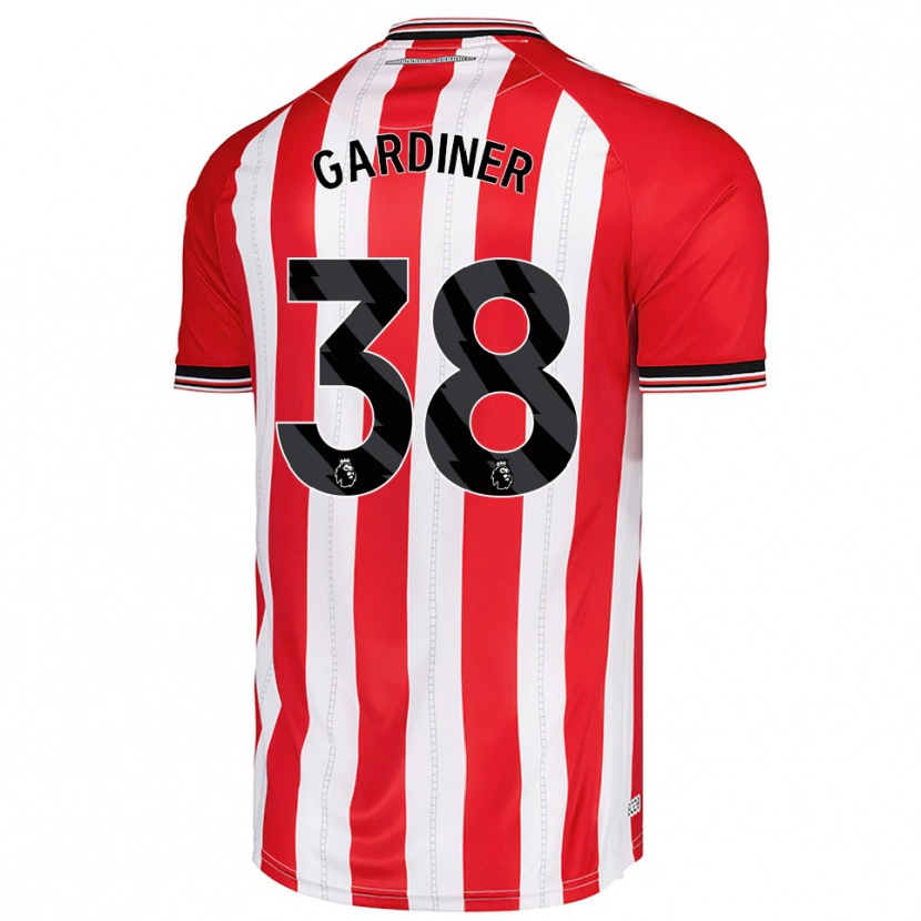 Danxen Niño Camiseta Harry Gardiner #38 Rojo Blanco 1ª Equipación 2025/26 La Camisa