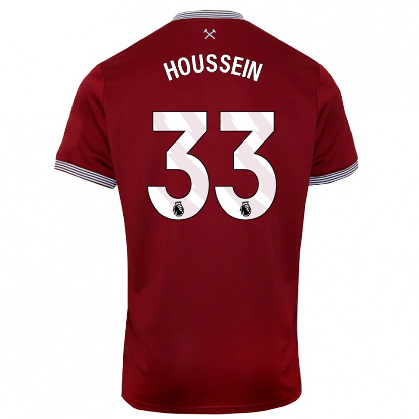 Danxen Niño Camiseta Halle Houssein #33 Borgoña Blanco 1ª Equipación 2025/26 La Camisa