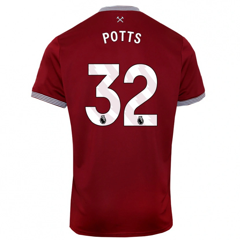 Danxen Niño Camiseta Freddie Potts #32 Borgoña Blanco 1ª Equipación 2025/26 La Camisa