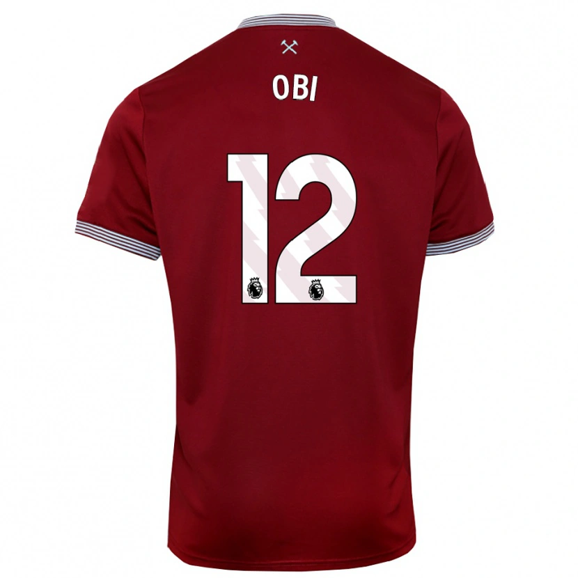 Danxen Niño Camiseta Chuk Obi #12 Borgoña Blanco 1ª Equipación 2025/26 La Camisa