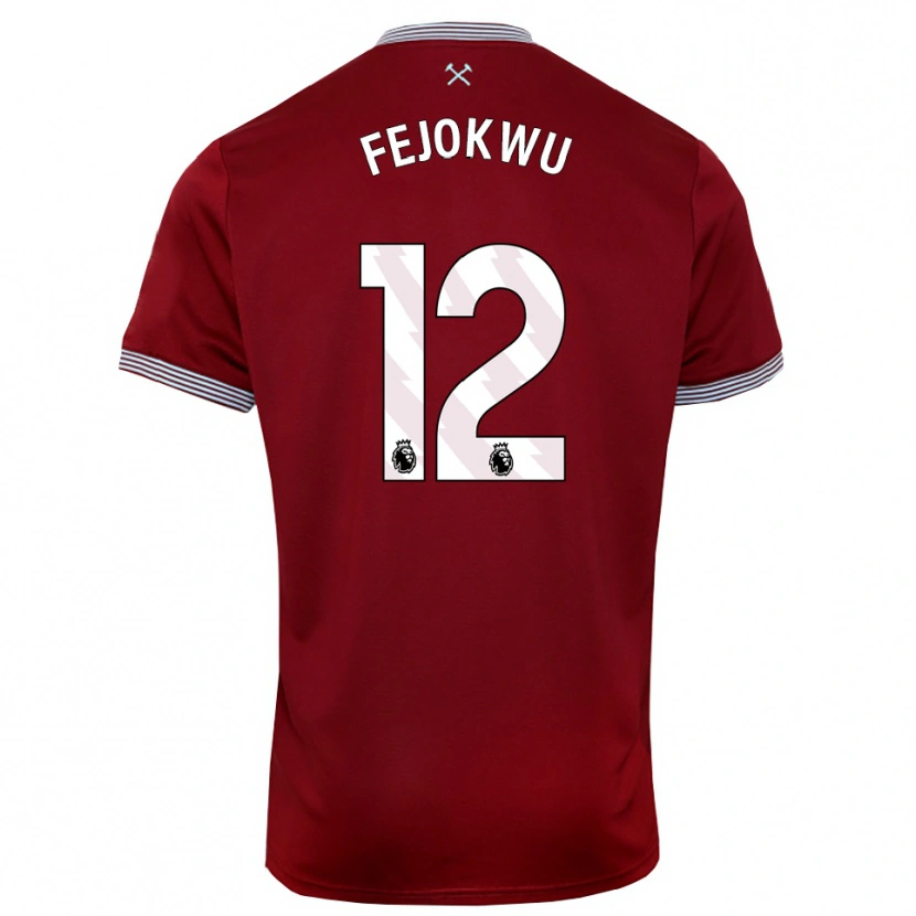 Danxen Niño Camiseta Emmanuel Fejokwu #12 Borgoña Blanco 1ª Equipación 2025/26 La Camisa