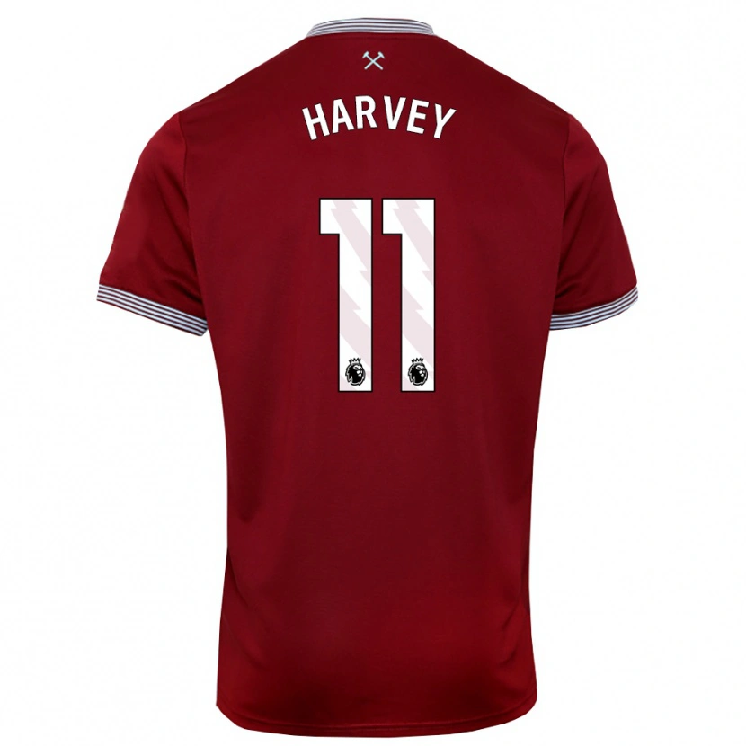 Danxen Niño Camiseta Ros Harvey #11 Borgoña Blanco 1ª Equipación 2025/26 La Camisa