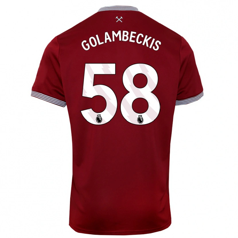 Danxen Niño Camiseta Airidas Golambeckis #58 Borgoña Blanco 1ª Equipación 2025/26 La Camisa