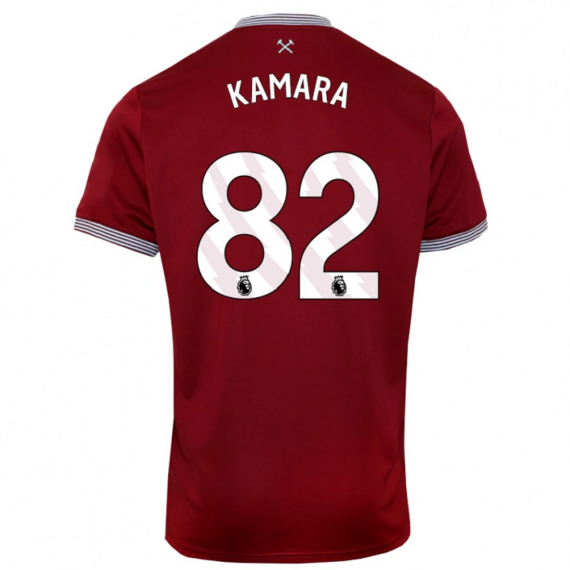 Danxen Niño Camiseta Aaron Kamara #82 Borgoña Blanco 1ª Equipación 2025/26 La Camisa