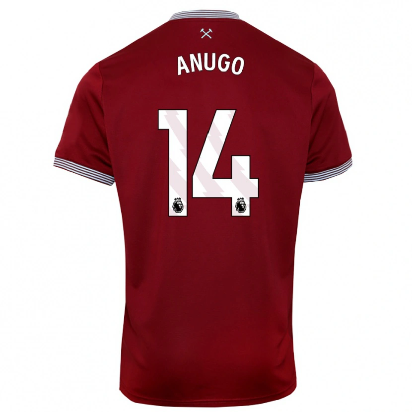 Danxen Niño Camiseta David Anugo #14 Borgoña Blanco 1ª Equipación 2025/26 La Camisa