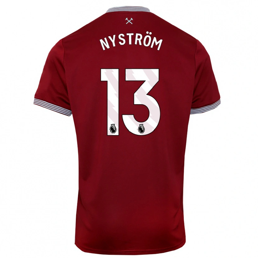 Danxen Niño Camiseta Eva Nyström #13 Borgoña Blanco 1ª Equipación 2025/26 La Camisa