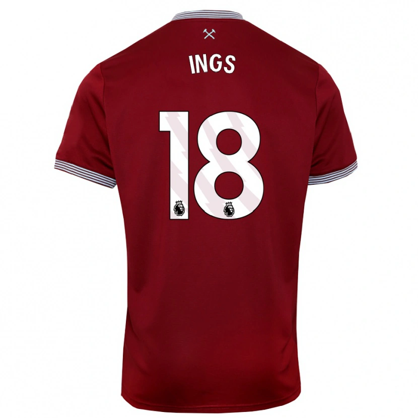 Danxen Niño Camiseta Danny Ings #18 Borgoña Blanco 1ª Equipación 2025/26 La Camisa