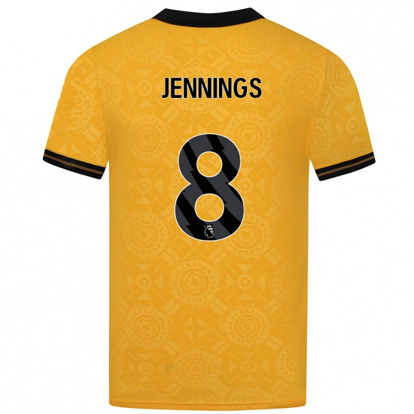 Danxen Niño Camiseta Shannie Jennings #8 Amarillo Negro 1ª Equipación 2025/26 La Camisa