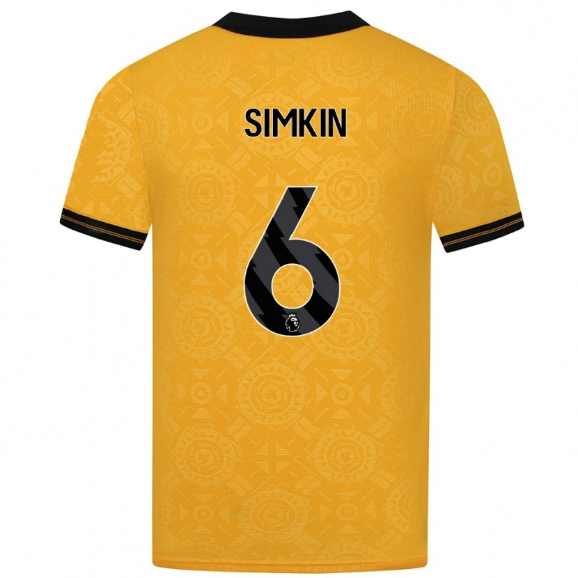Danxen Niño Camiseta Lily Simkin #6 Amarillo Negro 1ª Equipación 2025/26 La Camisa