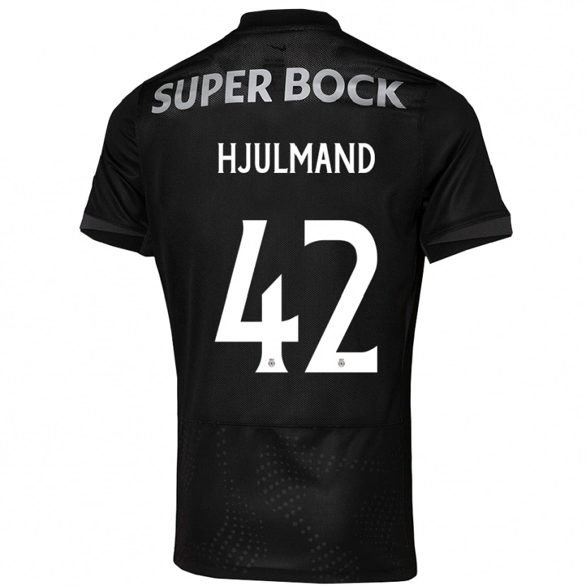 Danxen Niño Camiseta Morten Hjulmand #42 Negro Blanco 2ª Equipación 2025/26 La Camisa
