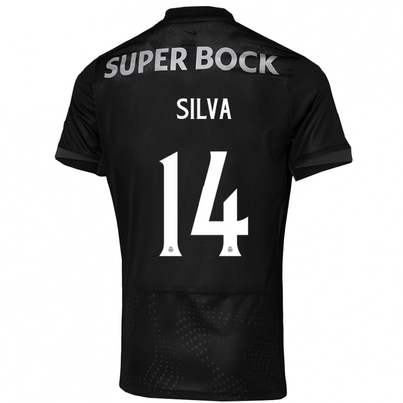 Danxen Niño Camiseta Guilherme Silva #14 Negro Blanco 2ª Equipación 2025/26 La Camisa