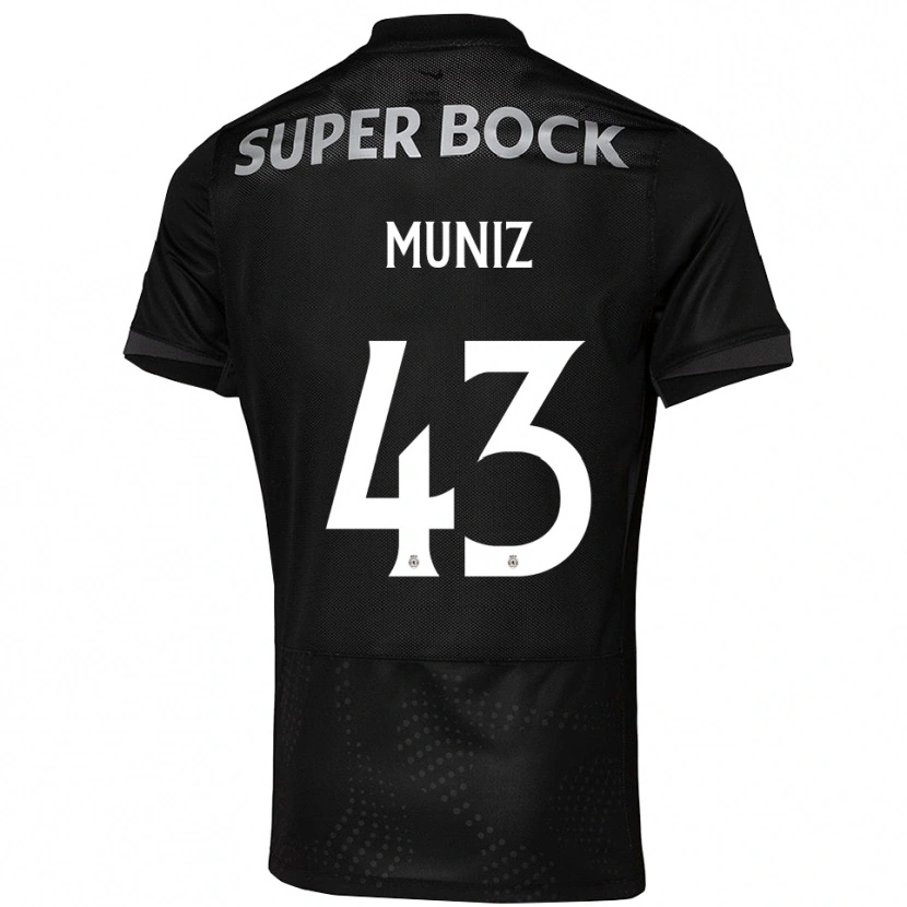 Danxen Niño Camiseta João Muniz #43 Negro Blanco 2ª Equipación 2025/26 La Camisa