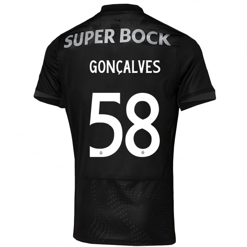 Danxen Niño Camiseta Flávio Gonçalves #58 Negro Blanco 2ª Equipación 2025/26 La Camisa