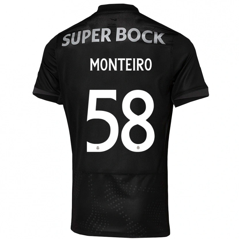 Danxen Niño Camiseta David Monteiro #58 Negro Blanco 2ª Equipación 2025/26 La Camisa