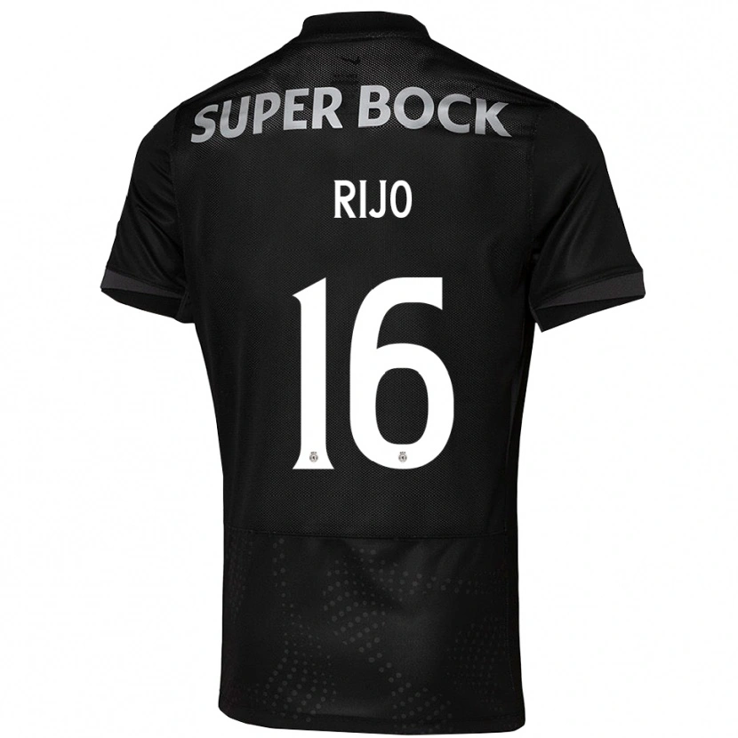 Danxen Niño Camiseta João Rijo #16 Negro Blanco 2ª Equipación 2025/26 La Camisa