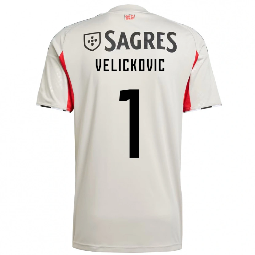 Danxen Niño Camiseta Luka Veličković #1 Blanco Roto Rojo 2ª Equipación 2025/26 La Camisa