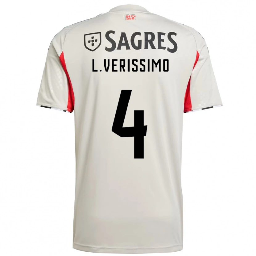 Danxen Niño Camiseta Lucas Verissimo #4 Blanco Roto Rojo 2ª Equipación 2025/26 La Camisa