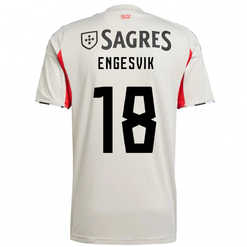 Danxen Niño Camiseta Rakel Engesvik #18 Blanco Roto Rojo 2ª Equipación 2025/26 La Camisa