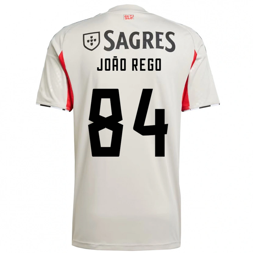 Danxen Niño Camiseta João Rego #84 Blanco Roto Rojo 2ª Equipación 2025/26 La Camisa