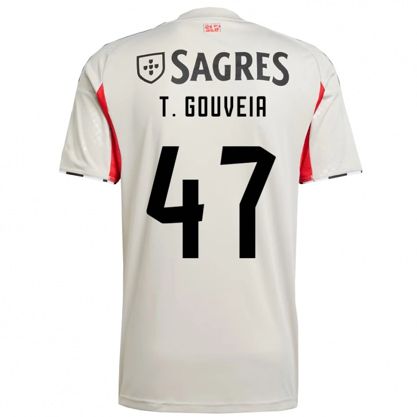 Danxen Niño Camiseta Tiago Gouveia #47 Blanco Roto Rojo 2ª Equipación 2025/26 La Camisa
