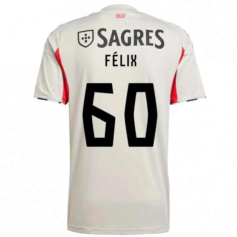 Danxen Niño Camiseta Nuno Félix #60 Blanco Roto Rojo 2ª Equipación 2025/26 La Camisa