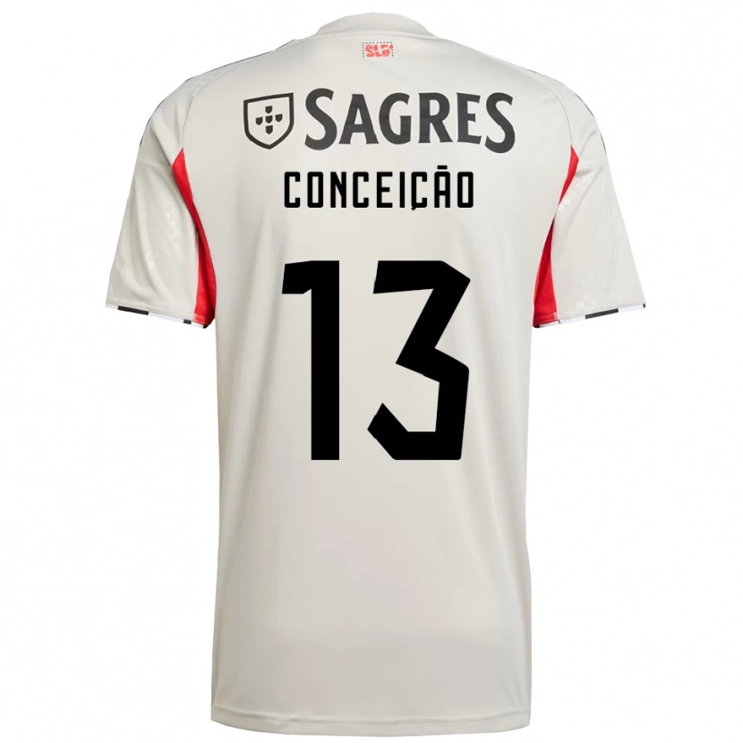 Danxen Niño Camiseta João Conceição #13 Blanco Roto Rojo 2ª Equipación 2025/26 La Camisa