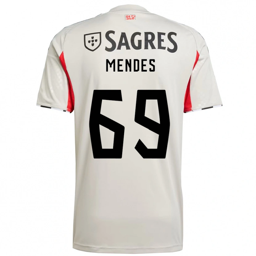 Danxen Niño Camiseta Vladimir Mendes #69 Blanco Roto Rojo 2ª Equipación 2025/26 La Camisa