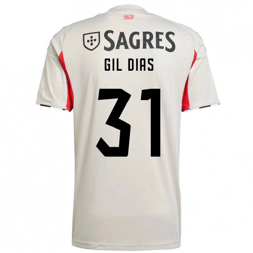Danxen Niño Camiseta Gil Dias #31 Blanco Roto Rojo 2ª Equipación 2025/26 La Camisa