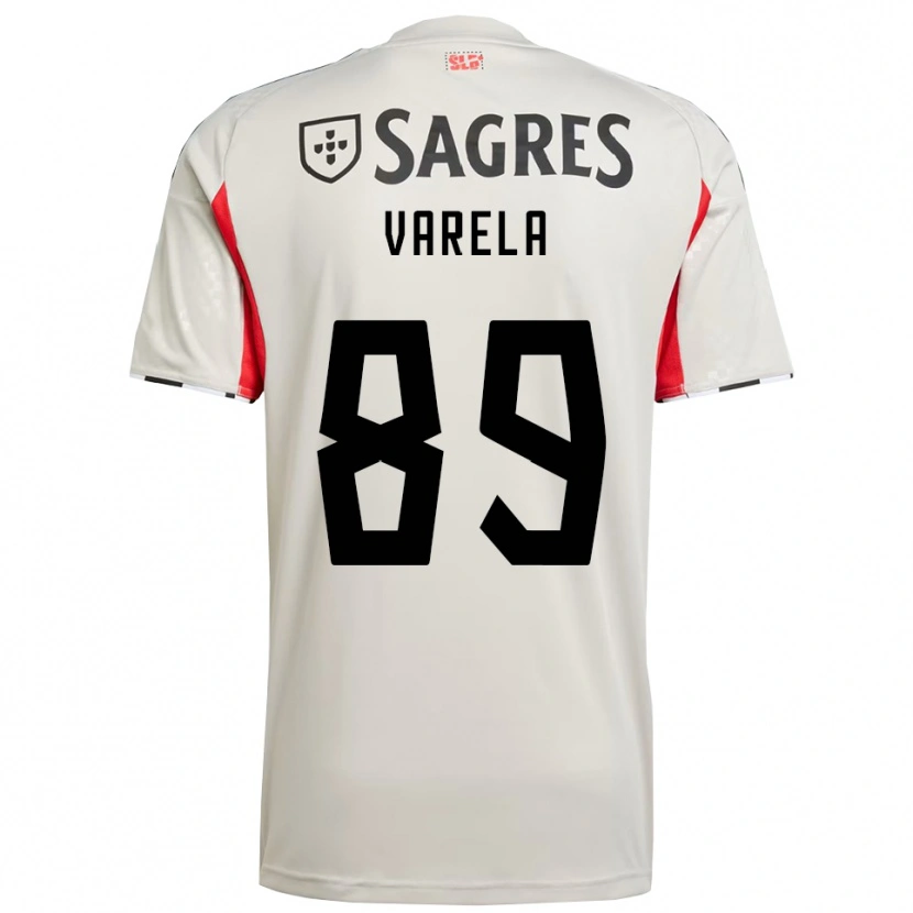 Danxen Niño Camiseta Gustavo Varela #89 Blanco Roto Rojo 2ª Equipación 2025/26 La Camisa