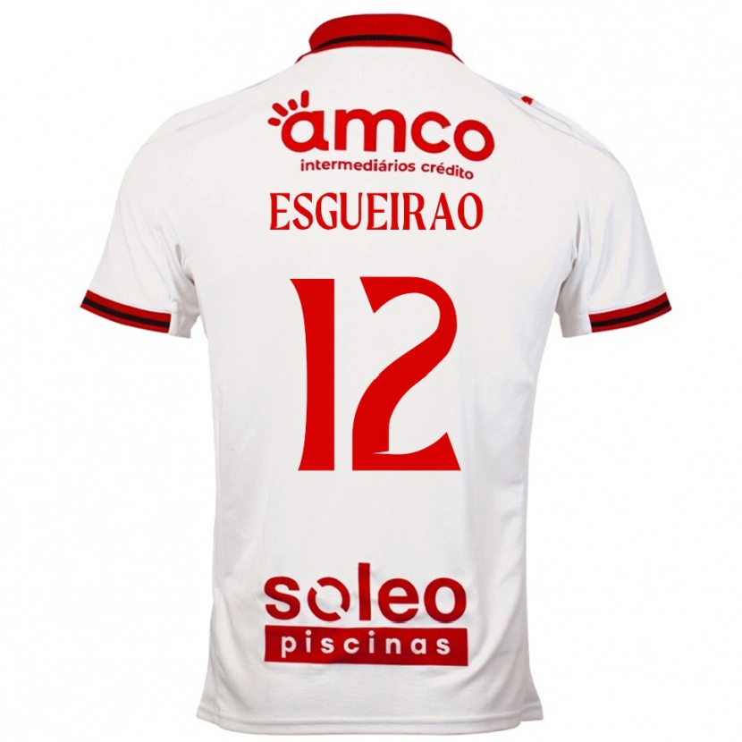 Danxen Niño Camiseta Íris Esgueirão #12 Blanco Rojo 2ª Equipación 2025/26 La Camisa