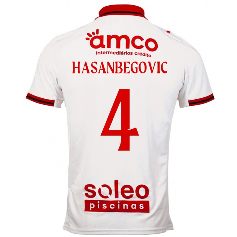 Danxen Niño Camiseta Melisa Hasanbegović #4 Blanco Rojo 2ª Equipación 2025/26 La Camisa