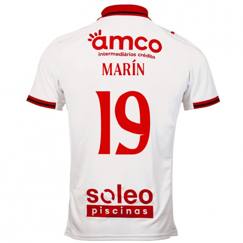 Danxen Niño Camiseta Adrián Marín #19 Blanco Rojo 2ª Equipación 2025/26 La Camisa