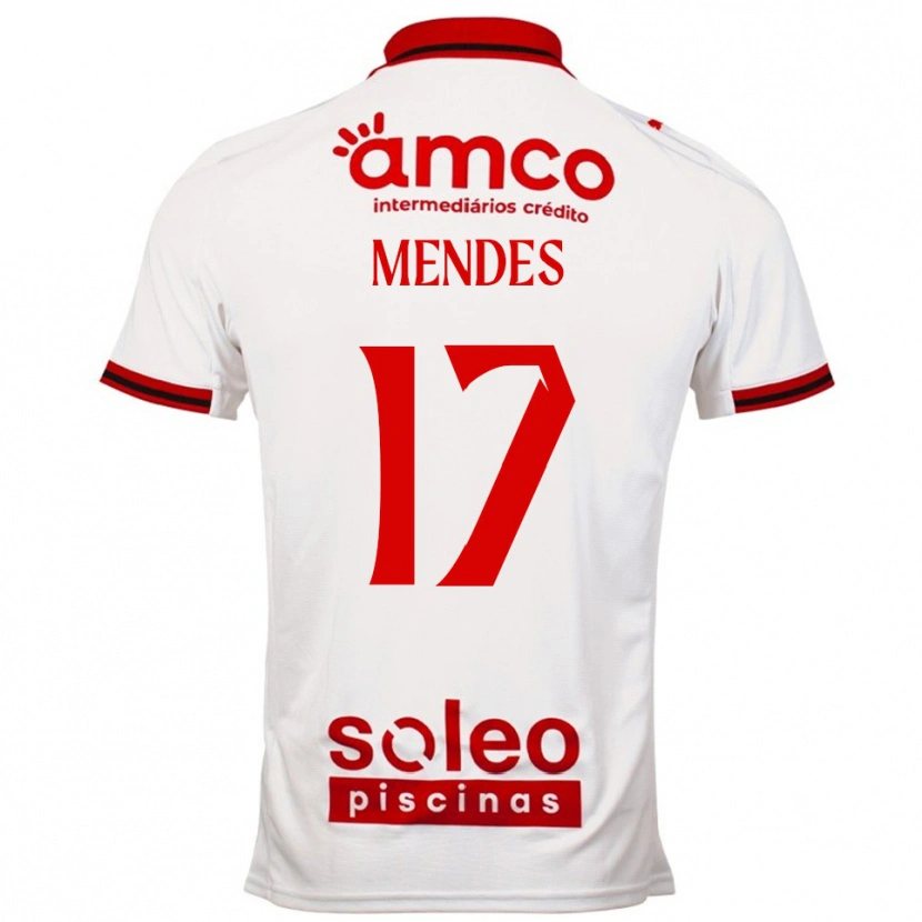 Danxen Niño Camiseta Joe Mendes #17 Blanco Rojo 2ª Equipación 2025/26 La Camisa