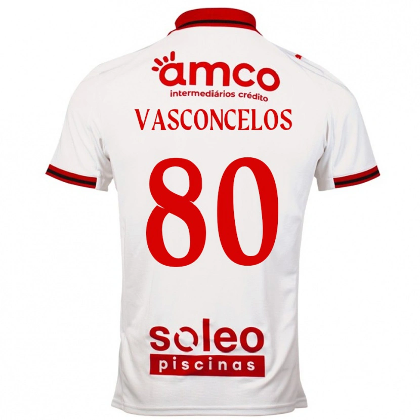 Danxen Niño Camiseta Vasconcelos #80 Blanco Rojo 2ª Equipación 2025/26 La Camisa