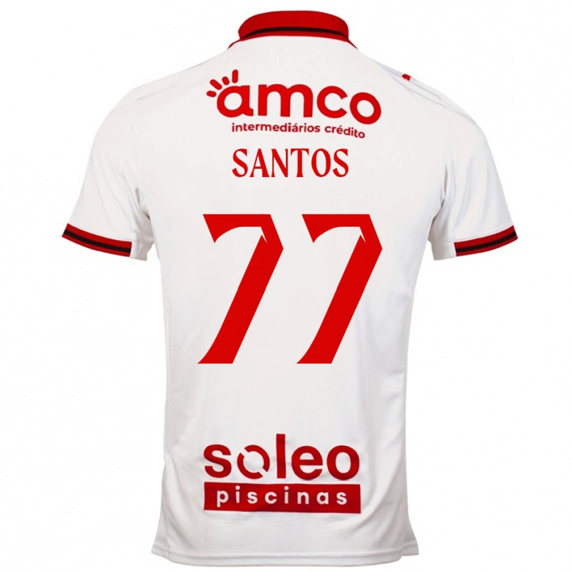 Danxen Niño Camiseta Edu Santos #77 Blanco Rojo 2ª Equipación 2025/26 La Camisa