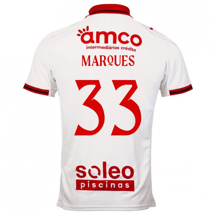 Danxen Niño Camiseta João Marques #33 Blanco Rojo 2ª Equipación 2025/26 La Camisa
