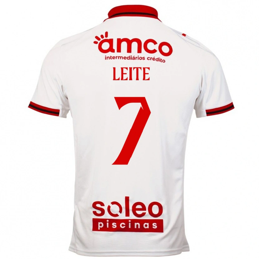 Danxen Niño Camiseta Afonso Leite #7 Blanco Rojo 2ª Equipación 2025/26 La Camisa