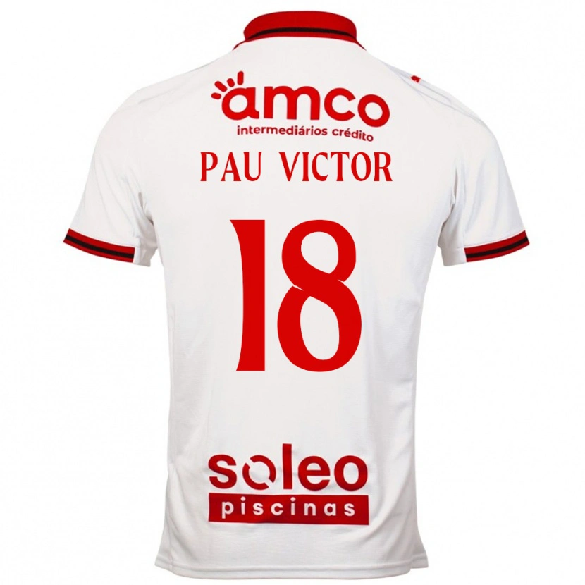 Danxen Niño Camiseta Pau Víctor #18 Blanco Rojo 2ª Equipación 2025/26 La Camisa