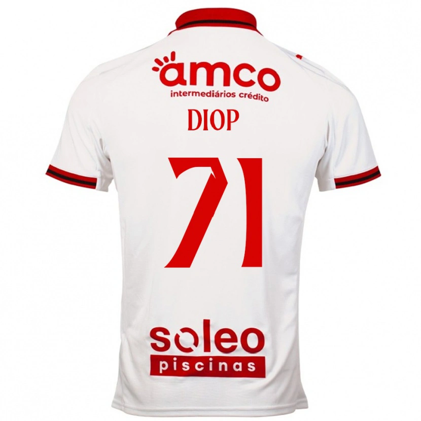 Danxen Niño Camiseta Mamadou Diop #71 Blanco Rojo 2ª Equipación 2025/26 La Camisa