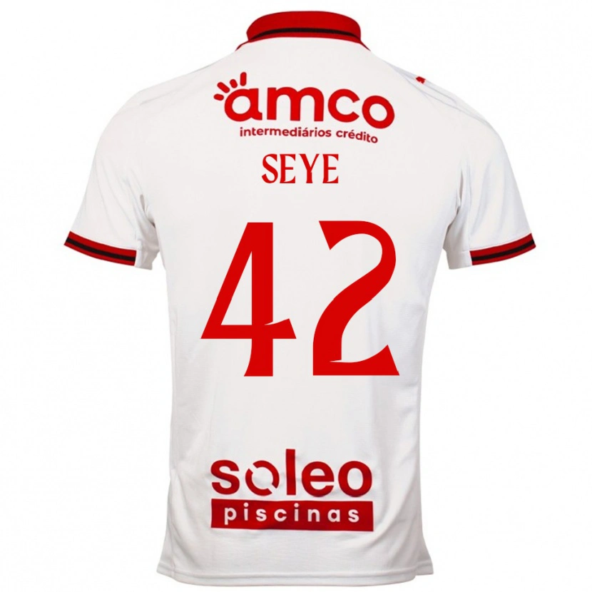 Danxen Niño Camiseta Modou Seye #42 Blanco Rojo 2ª Equipación 2025/26 La Camisa
