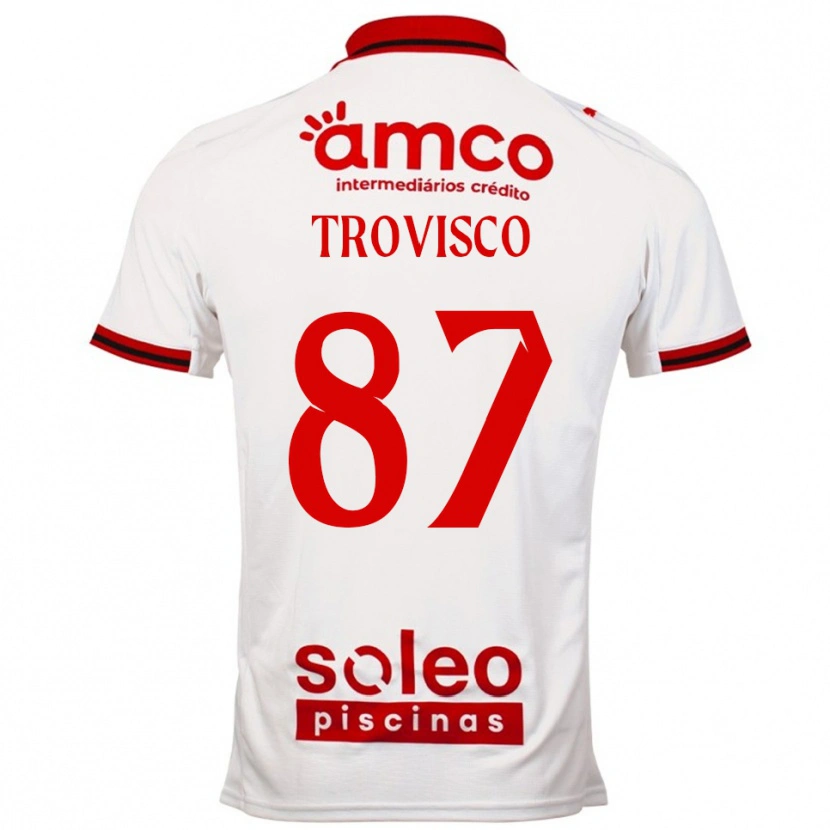 Danxen Niño Camiseta João Trovisco #87 Blanco Rojo 2ª Equipación 2025/26 La Camisa