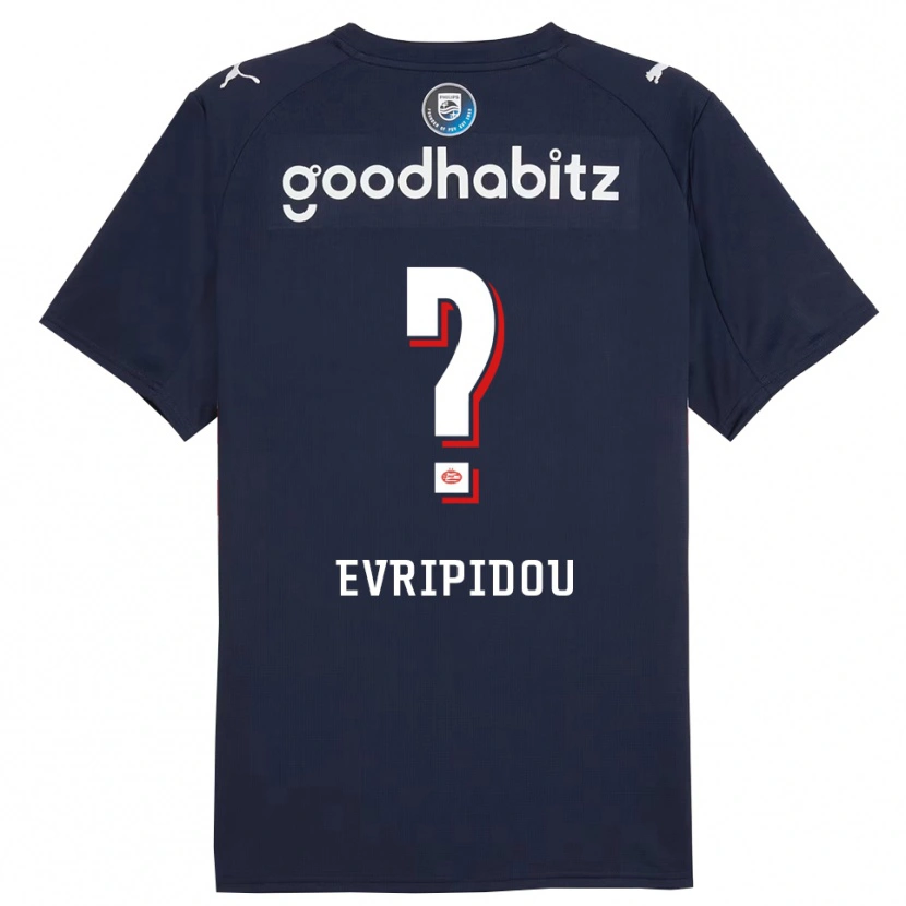 Danxen Niño Camiseta Konstantinos Evripidou #0 Marino Blanco 2ª Equipación 2025/26 La Camisa