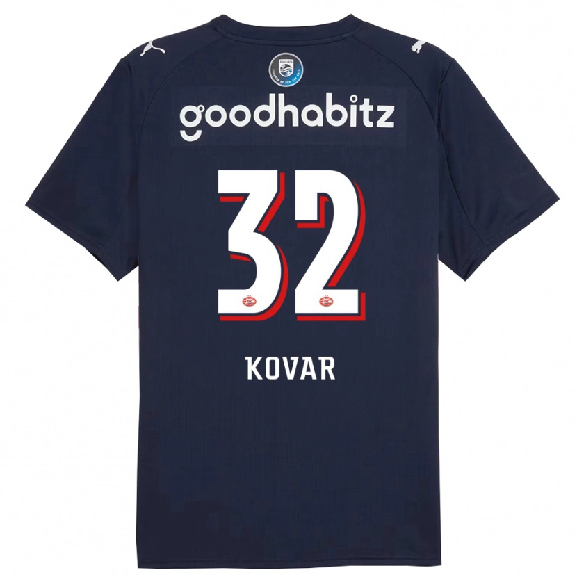 Danxen Niño Camiseta Matej Kovar #32 Marino Blanco 2ª Equipación 2025/26 La Camisa