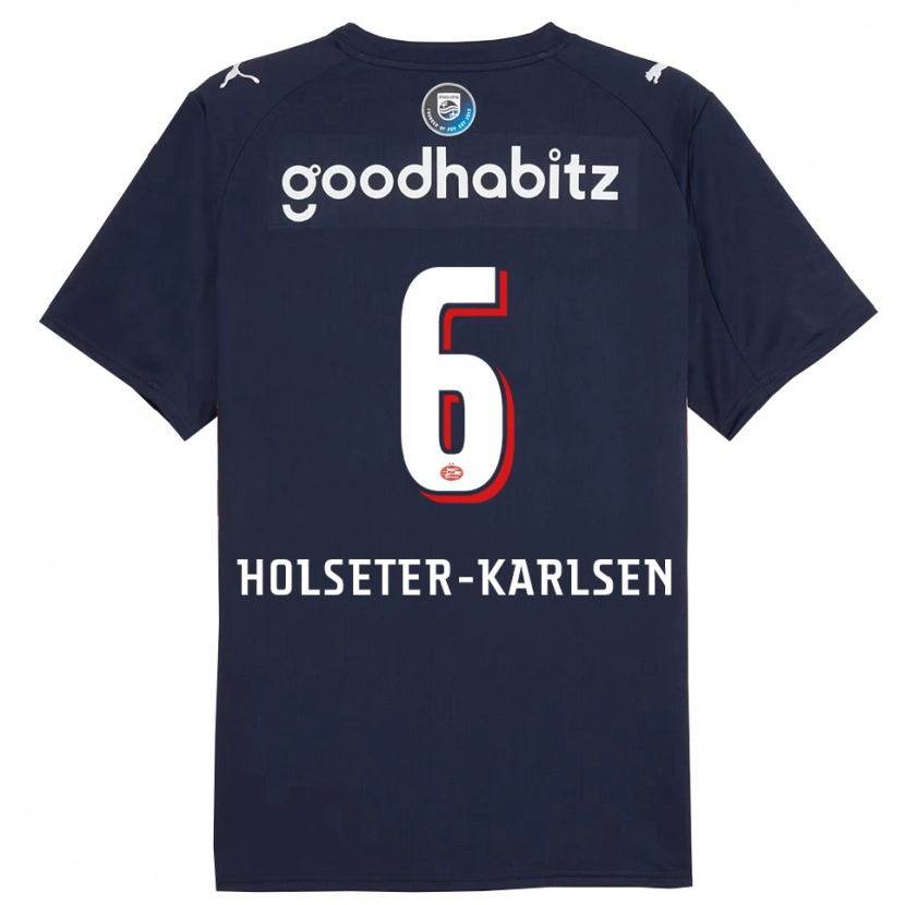Danxen Niño Camiseta Philip Holseter-Karlsen #6 Marino Blanco 2ª Equipación 2025/26 La Camisa