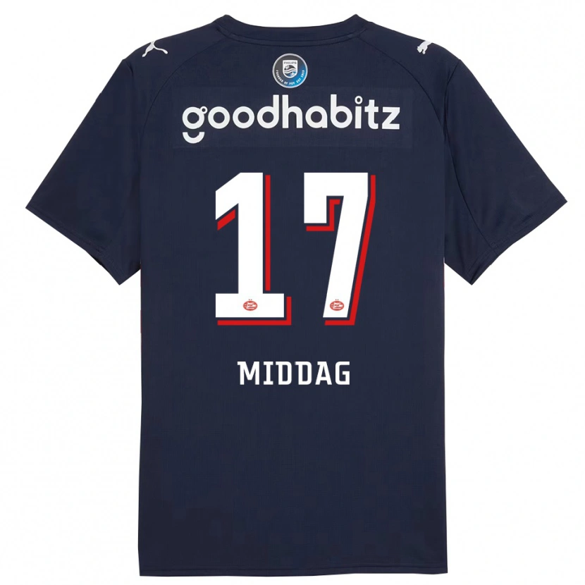 Danxen Niño Camiseta Isai Middag #17 Marino Blanco 2ª Equipación 2025/26 La Camisa